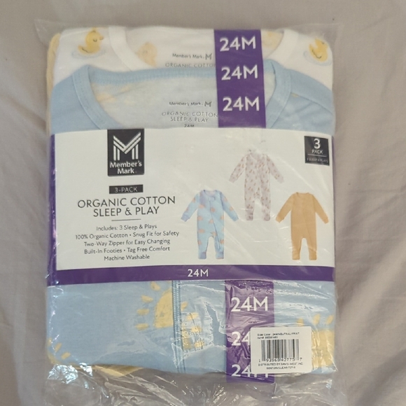 Blue and White Organic Cotton Kids Pajamas - Picture 1 of 3